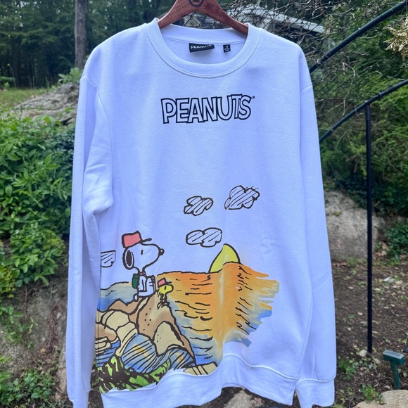 Peanuts Snoopy Oversized White Graphic Sweatshirt Long - Picture 1 of 7